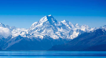 Snow on Mountains Across from Lake 1